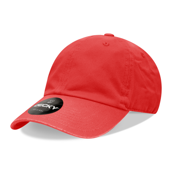 Decky-205-6 Panel Low Profile Relaxed Cotton Dad Hat - Red