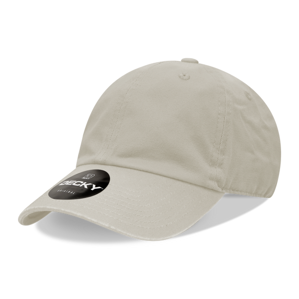 Decky-205-6 Panel Low Profile Relaxed Cotton Dad Hat - Stone