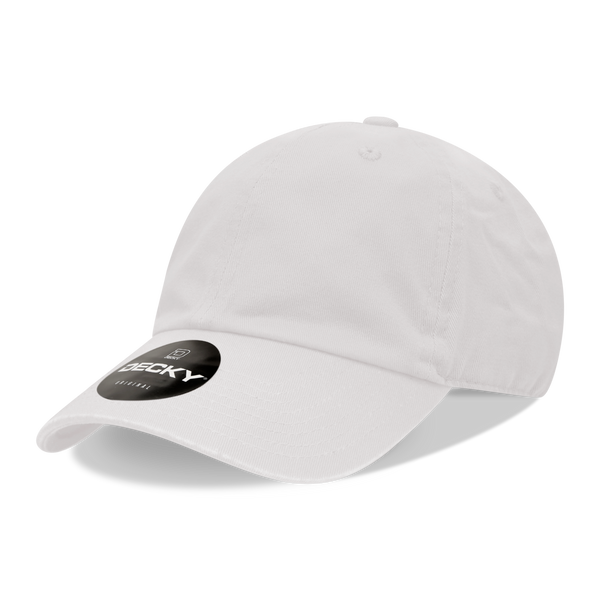 Decky-205-6 Panel Low Profile Relaxed Cotton Dad Hat - White