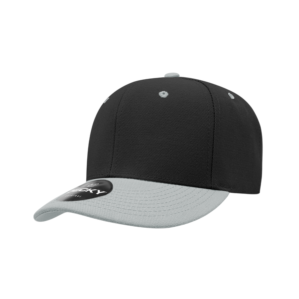 Decky-206-6 Panel Low Profile Structured Acrylic/Polyester Cap - Black/Grey