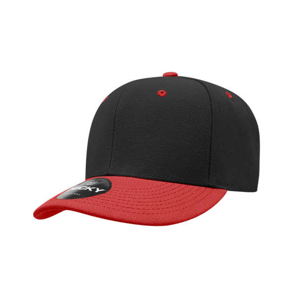 Decky-206-6 Panel Low Profile Structured Acrylic/Polyester Cap - Black/Red