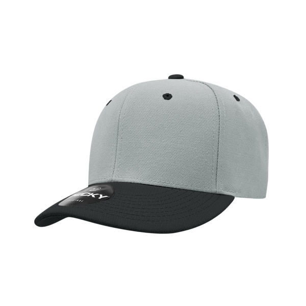 Decky-206-6 Panel Low Profile Structured Acrylic/Polyester Cap - Grey/Black