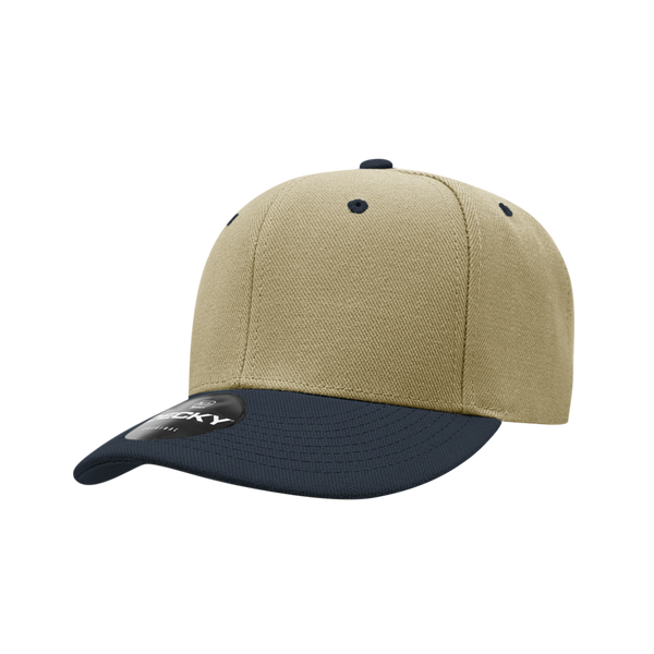 Decky-206-6 Panel Low Profile Structured Acrylic/Polyester Cap - Khaki/Navy