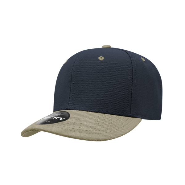 Decky-206-6 Panel Low Profile Structured Acrylic/Polyester Cap - Navy/Gold