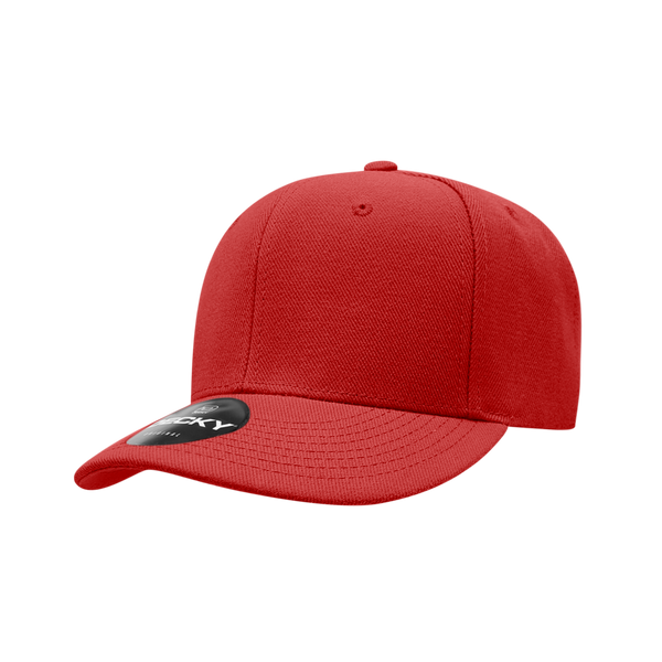 Decky-206-6 Panel Low Profile Structured Acrylic/Polyester Cap - Red