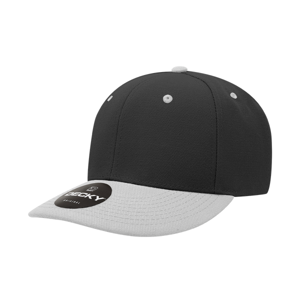 Decky-207-6 Panel Mid Profile Structured Acrylic/Polyester Cap - BLKGRY