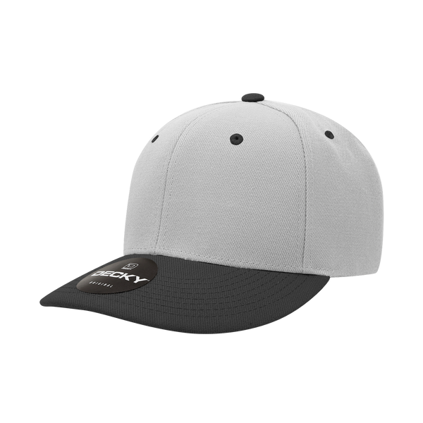 Decky-207-6 Panel Mid Profile Structured Acrylic/Polyester Cap - Black/L Grey