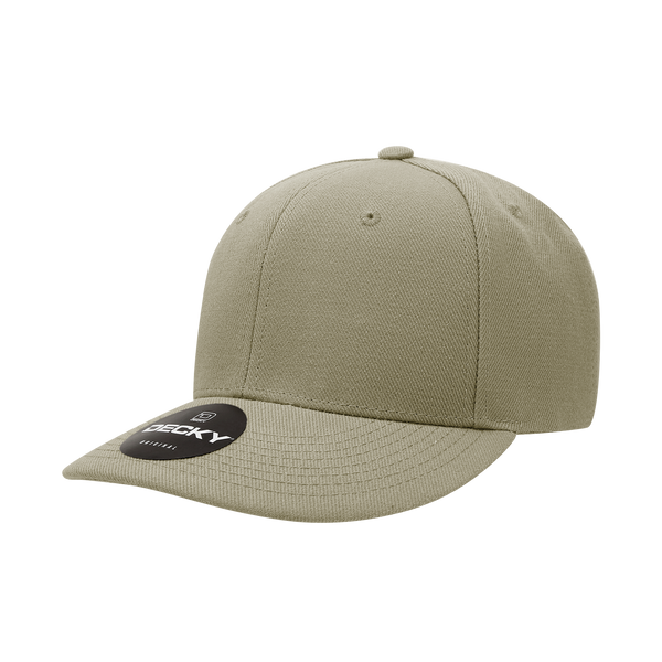 Decky-207-6 Panel Mid Profile Structured Acrylic/Polyester Cap - Khaki