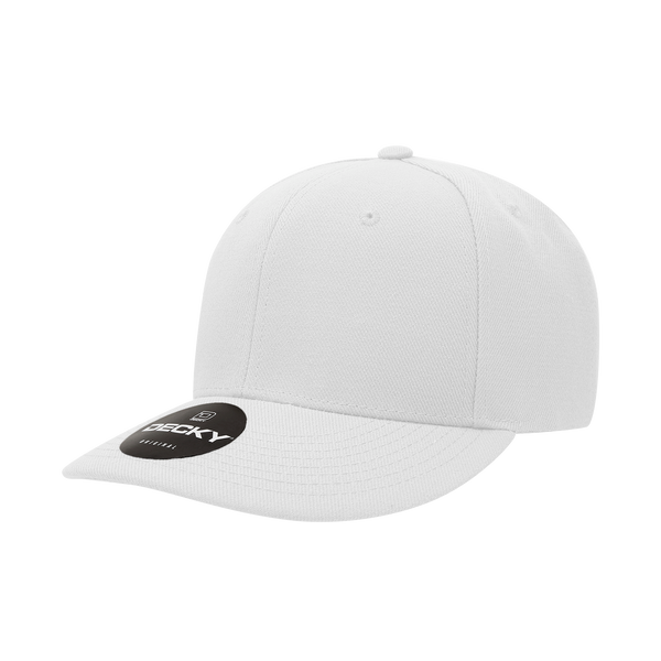 Decky-207-6 Panel Mid Profile Structured Acrylic/Polyester Cap - WHITE