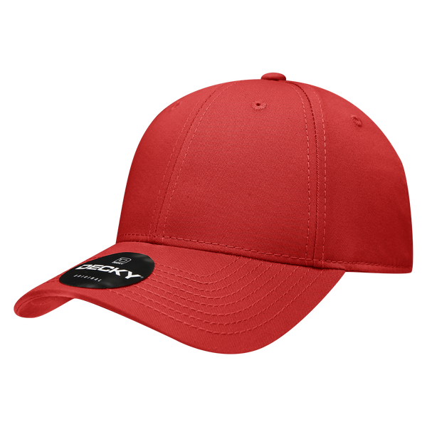 Decky-209-6 Panel Low Profile Structured Cotton Cap - Red