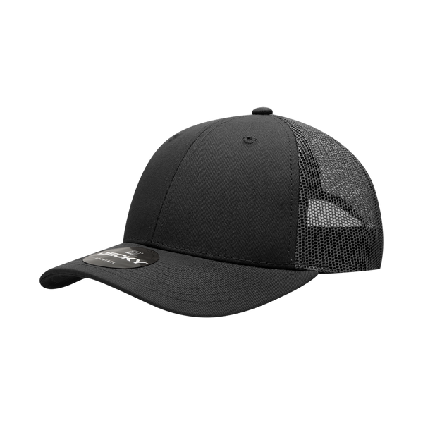 Decky-214-6 Panel Low Profile Structured Cotton Trucker - BLKBLK