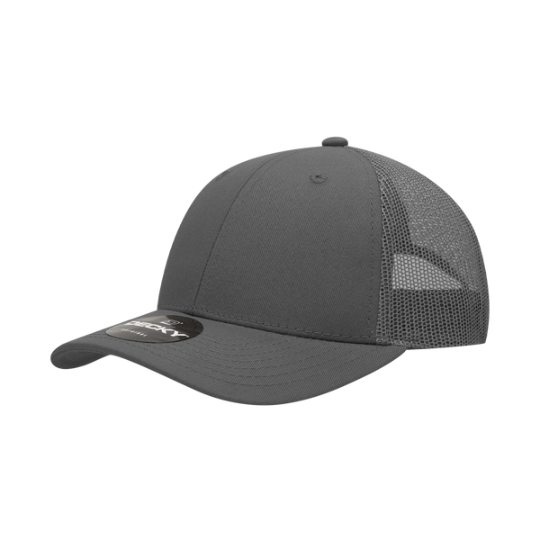 Decky-214-6 Panel Low Profile Structured Cotton Trucker - Charcoal