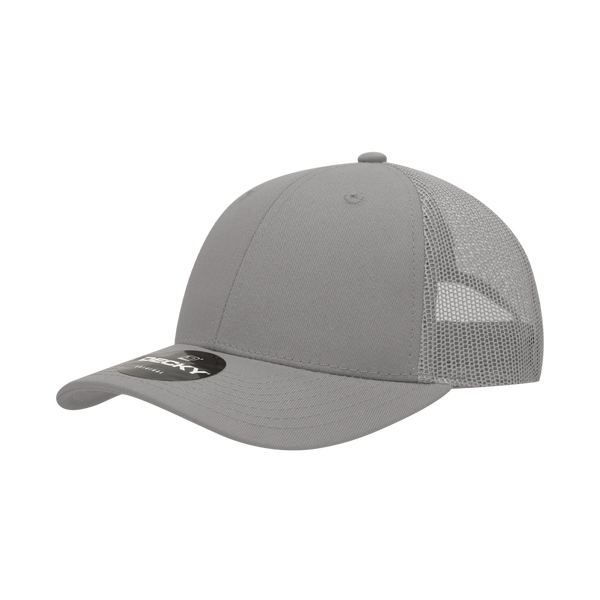 Decky-214-6 Panel Low Profile Structured Cotton Trucker - GRY