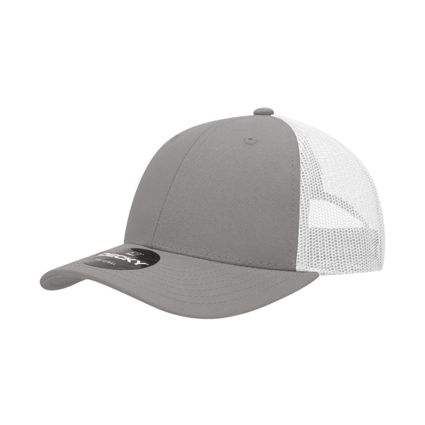 Decky-214-6 Panel Low Profile Structured Cotton Trucker - GRYWHT