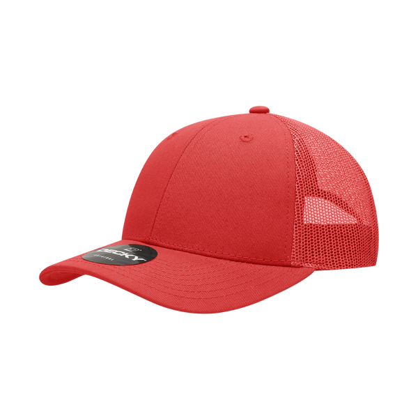 Decky-214-6 Panel Low Profile Structured Cotton Trucker - Red