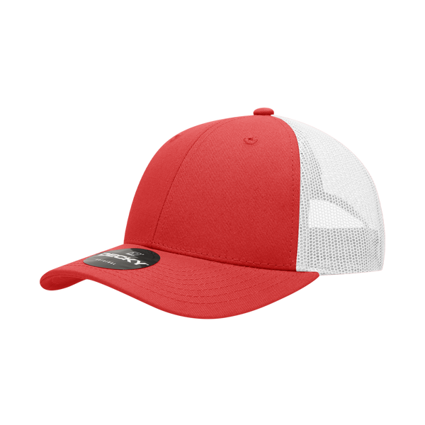 Decky-214-6 Panel Low Profile Structured Cotton Trucker - Red/white