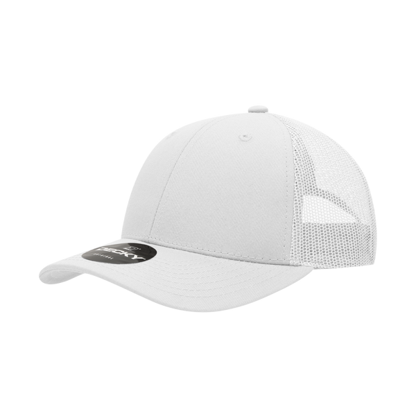 Decky-214-6 Panel Low Profile Structured Cotton Trucker - White