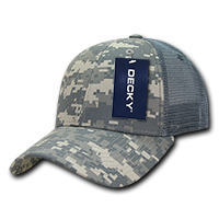 DECKY 6 Panel Low Profile Structured Camo Trucker – Adjustable Snapback Cap