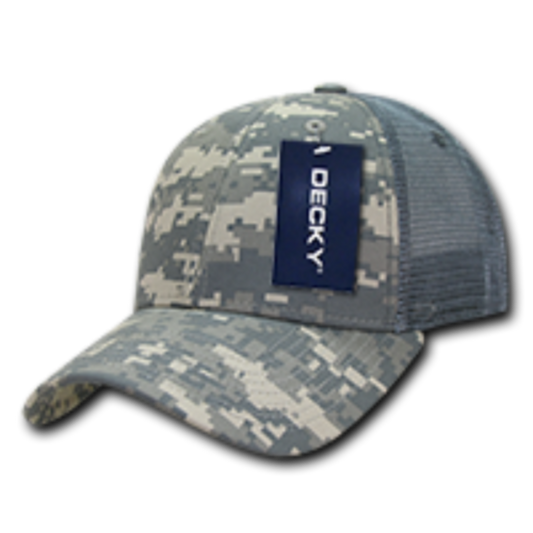 DECKY 6 Panel Low Profile Structured Camo Trucker – Adjustable Snapback Cap