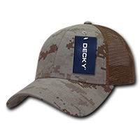 DECKY 6 Panel Low Profile Structured Camo Trucker – Adjustable Snapback Cap
