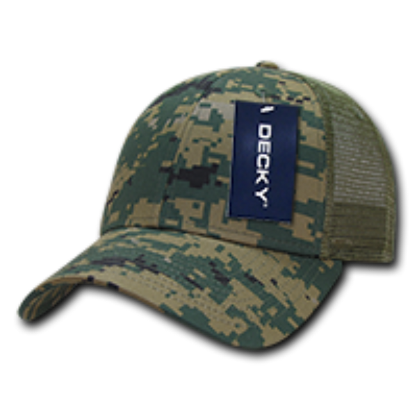 DECKY 218 - 6 Panel Low Profile Structured Camo Trucker – Adjustable Snapback Cap - MCU