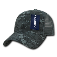 DECKY 6 Panel Low Profile Structured Camo Trucker – Adjustable Snapback Cap
