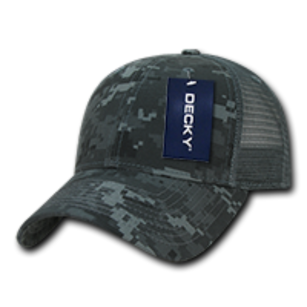 DECKY 218 - 6 Panel Low Profile Structured Camo Trucker – Adjustable Snapback Cap - Ntg