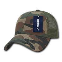 DECKY 6 Panel Low Profile Structured Camo Trucker – Adjustable Snapback Cap