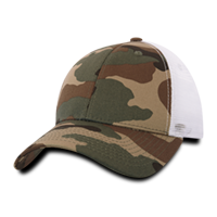 DECKY 6 Panel Low Profile Structured Camo Trucker – Adjustable Snapback Cap