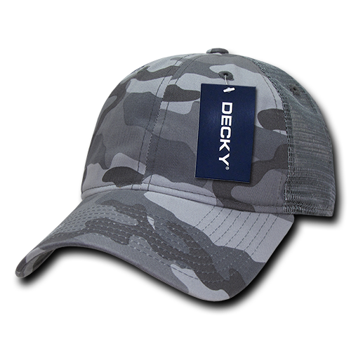 Decky-225-6 Panel Low Profile Relaxed Camo Trucker - GRAY CAMO