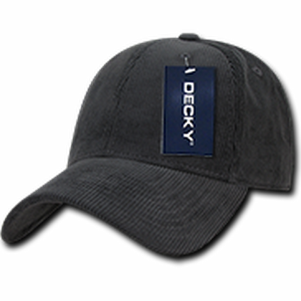 DECKY 231 - 6 Panel Low Profile Structured Corduroy Cap – Adjustable Buckle - Charcoal
