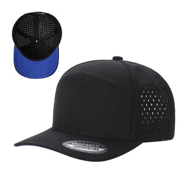 Premium 6WP - 6 Panel Laser Vented Hat - Blk/Roy 02