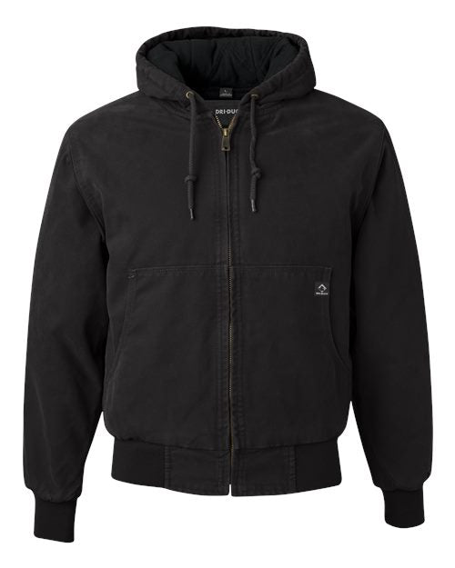 DRI DUCK 5020 Men's Cheyenne Boulder Cloth™ Hooded Jacket with Tricot Quilt Lining - Black - Front