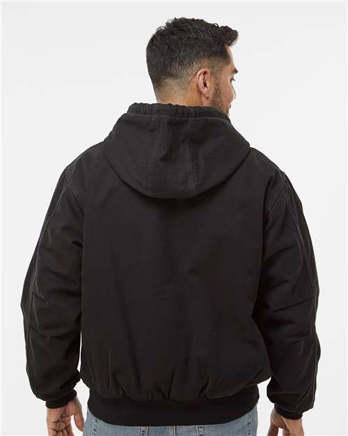 DRI DUCK 5020 Men's Cheyenne Boulder Cloth™ Hooded Jacket with Tricot Quilt Lining - Black - OnModelBack