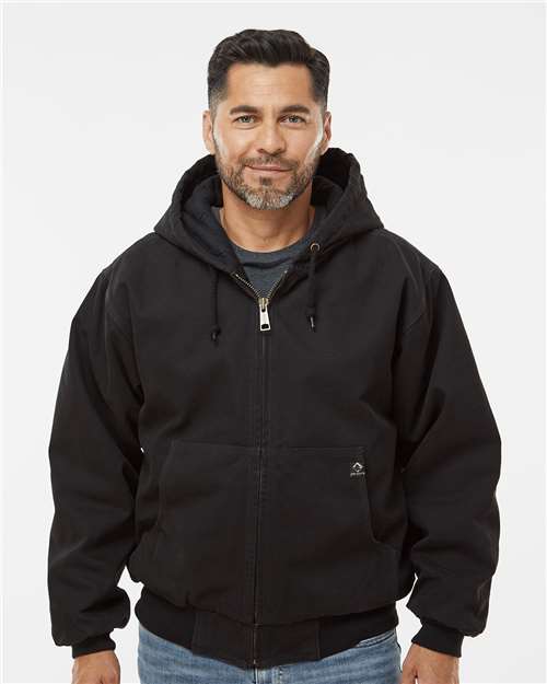 DRI DUCK 5020 Men's Cheyenne Boulder Cloth™ Hooded Jacket with Tricot Quilt Lining - Black - OnModelFront