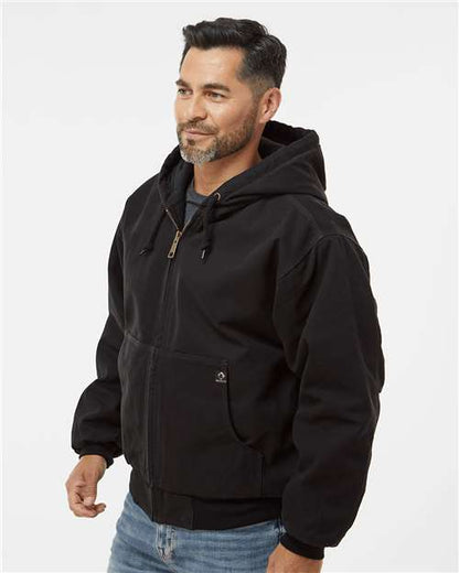 DRI DUCK 5020 Men's Cheyenne Boulder Cloth™ Hooded Jacket with Tricot Quilt Lining - Black - OnModelSide