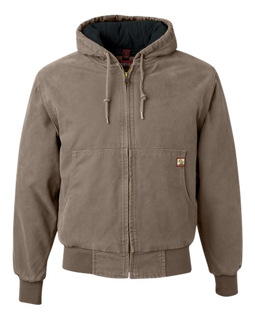 DRI DUCK 5020 Men's Cheyenne Boulder Cloth™ Hooded Jacket with Tricot Quilt Lining - Gravel - Front