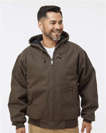 DRI DUCK 5020 Men's Cheyenne Boulder Cloth™ Hooded Jacket with Tricot Quilt Lining - Tobacco - OnModelFront
