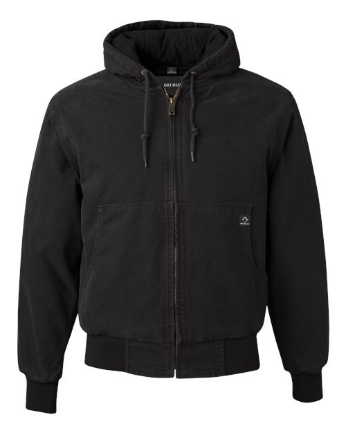 DRI DUCK 5020T Men's Tall Cheyenne Boulder Cloth™ Hooded Jacket with Tricot Quilt Lining - Black - Front