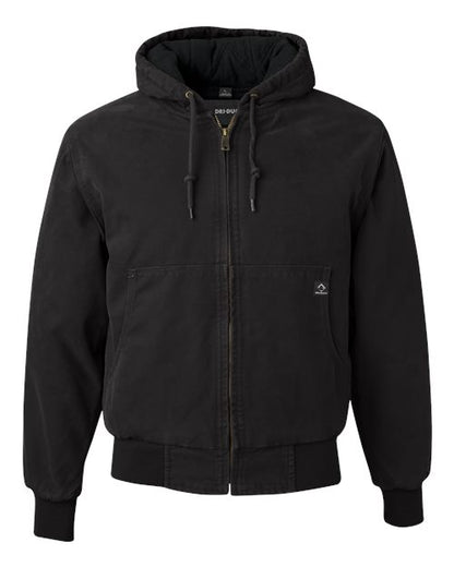 DRI DUCK 5020T Men's Tall Cheyenne Boulder Cloth™ Hooded Jacket with Tricot Quilt Lining - Black - Front