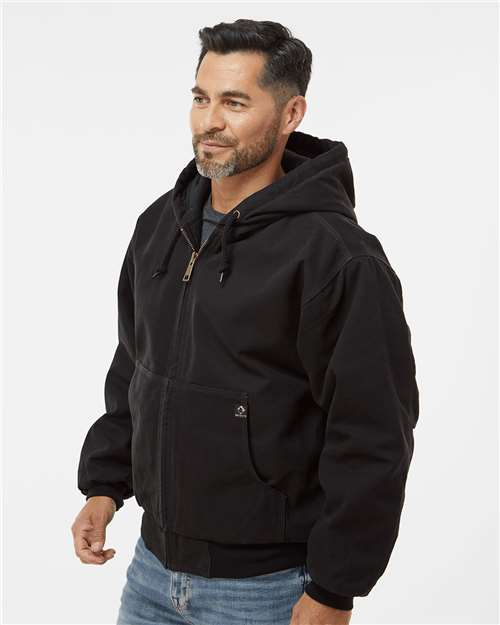 DRI DUCK 5020T Men's Tall Cheyenne Boulder Cloth™ Hooded Jacket with Tricot Quilt Lining - Black - OnModelSide