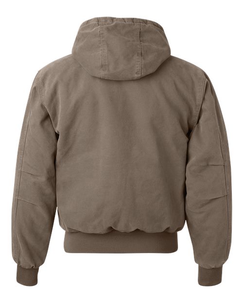 DRI DUCK 5020T Men's Tall Cheyenne Boulder Cloth™ Hooded Jacket with Tricot Quilt Lining - Gravel - Back