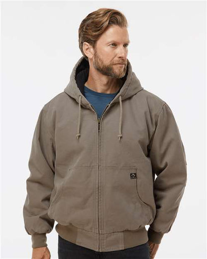 DRI DUCK 5020T Men's Tall Cheyenne Boulder Cloth™ Hooded Jacket with Tricot Quilt Lining - Gravel - OnModelFront