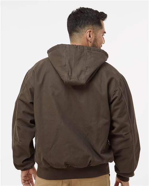 DRI DUCK 5020T Men's Tall Cheyenne Boulder Cloth™ Hooded Jacket with Tricot Quilt Lining - Tobacco - OnModelBack