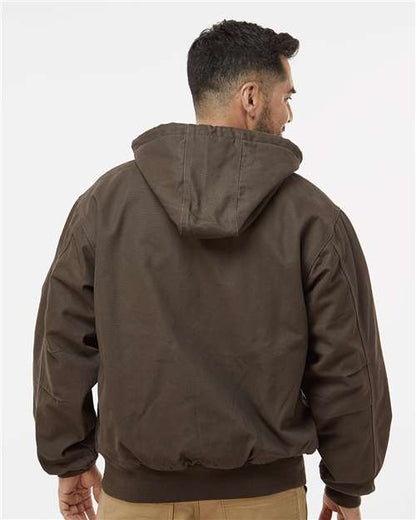 DRI DUCK 5020T Men's Tall Cheyenne Boulder Cloth™ Hooded Jacket with Tricot Quilt Lining - Tobacco - OnModelBack