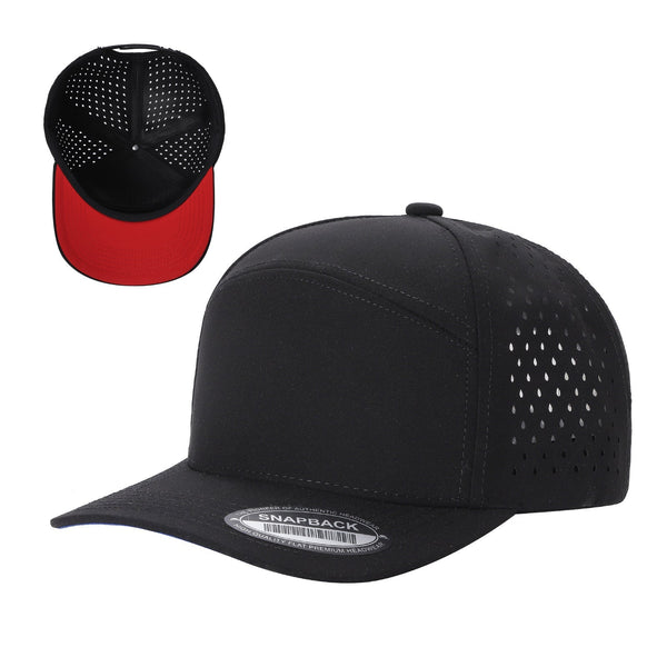 Premium 6WP - 6 Panel Laser Vented Hat - Blk/Red 02