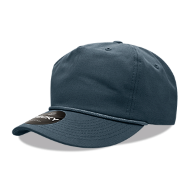 DECKY 252- Premium 5-Panel High Profile Relaxed Cotton Rope Hat – Snapback - Navy