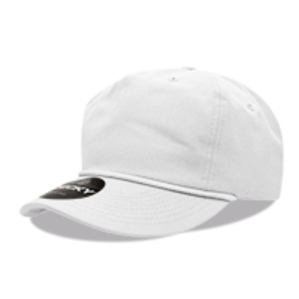 DECKY 252- Premium 5-Panel High Profile Relaxed Cotton Rope Hat – Snapback - WHITE