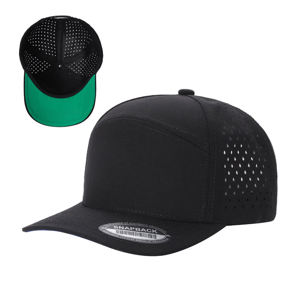 Premium 6WP - 6 Panel Laser Vented Hat - Blk/K.green 02
