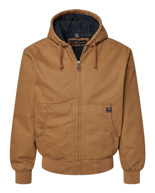 DRI DUCK 5020 Men's Cheyenne Boulder Cloth™ Hooded Jacket with Tricot Quilt Lining - Saddle - Front